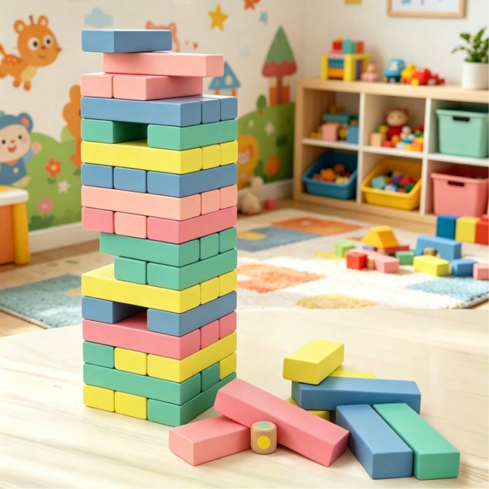 Wooden Stacking Tumbling Tower - Kids Education Number review and price