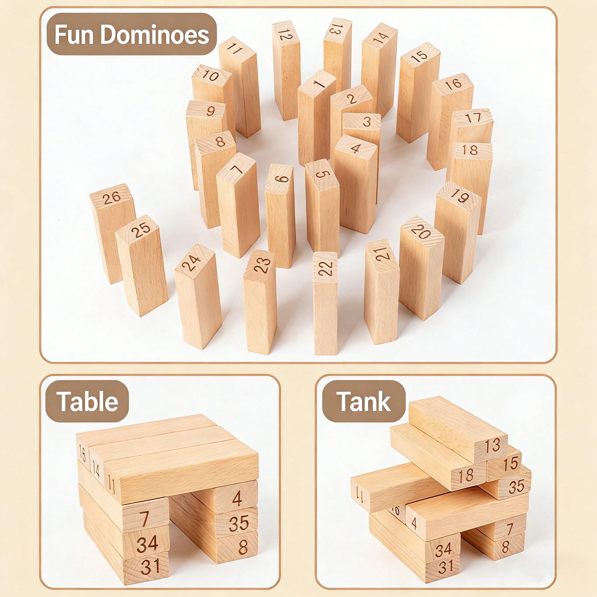 Wooden Stacking Tumbling Tower - Kids Education Number review and price